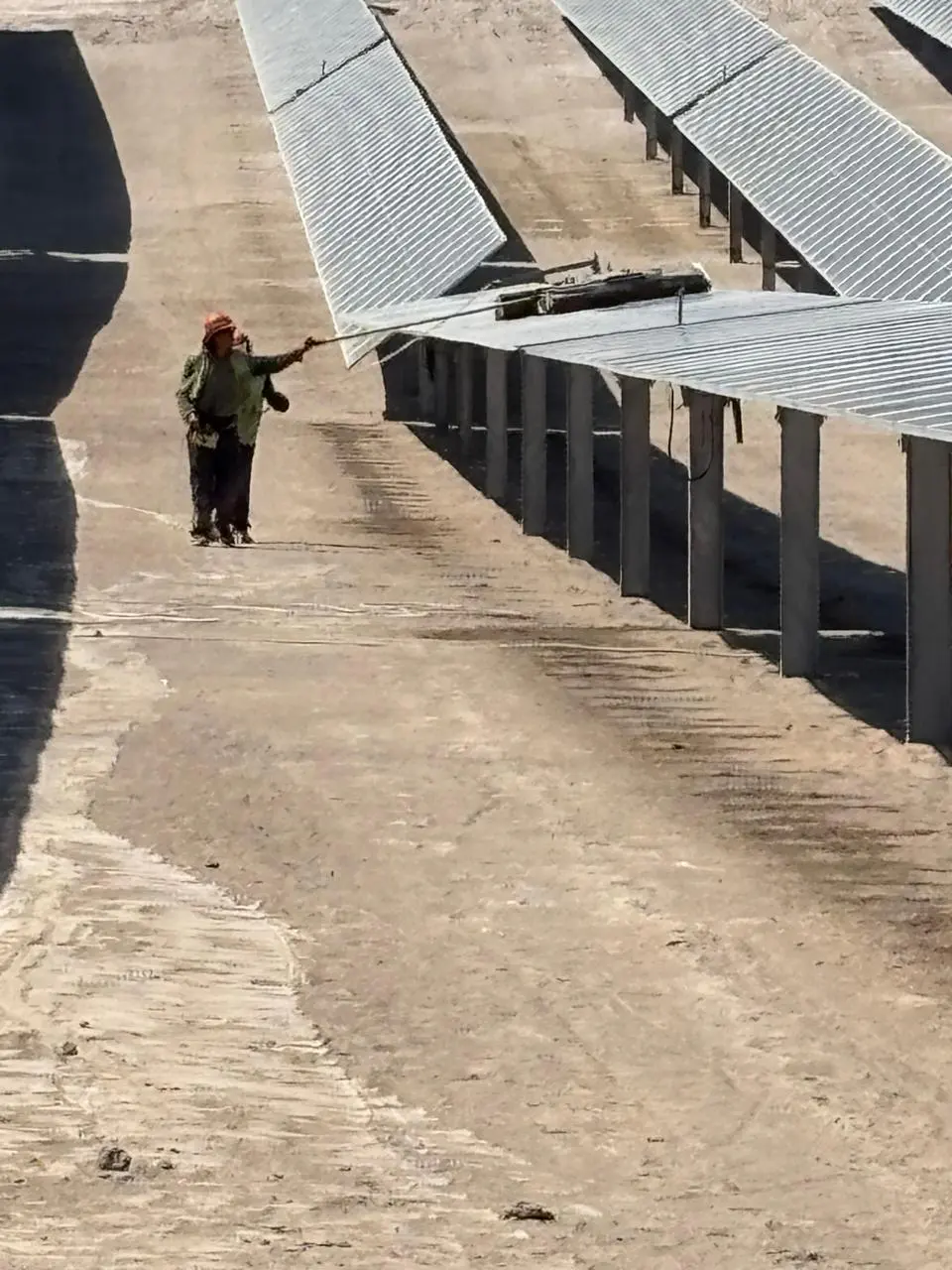 Operación en terreno junto a una hilera fotovoltaica